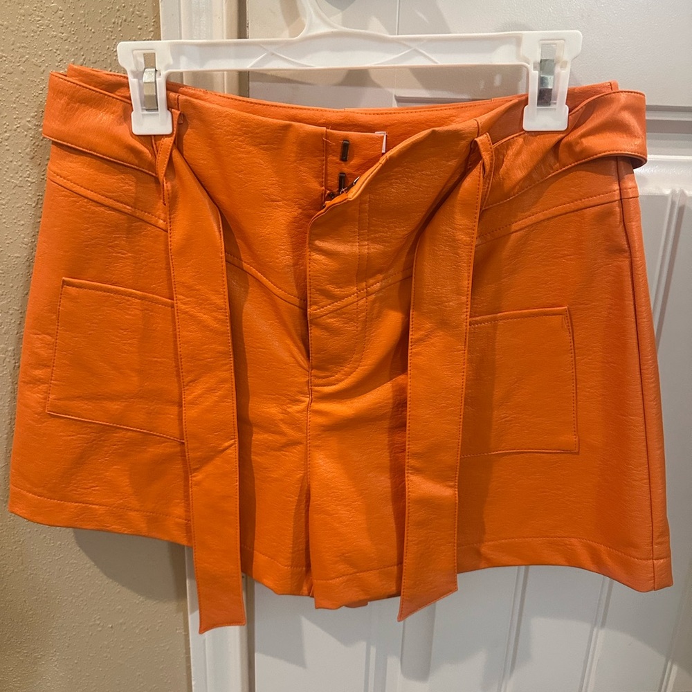 Vibrant Orange High Waist Women's Shorts
